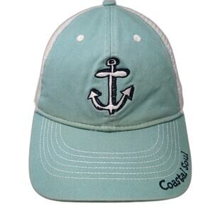 BIG HED Trucker Hat Blue White One Size Mesh Snapback Anchor Coastal Soul